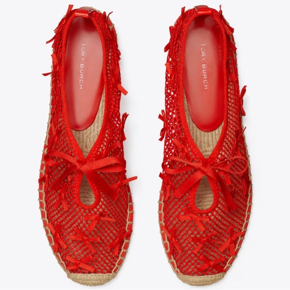 NEW Tory Burch Mini Bow Espadrille in Blazing Red - Picture 4 of 9